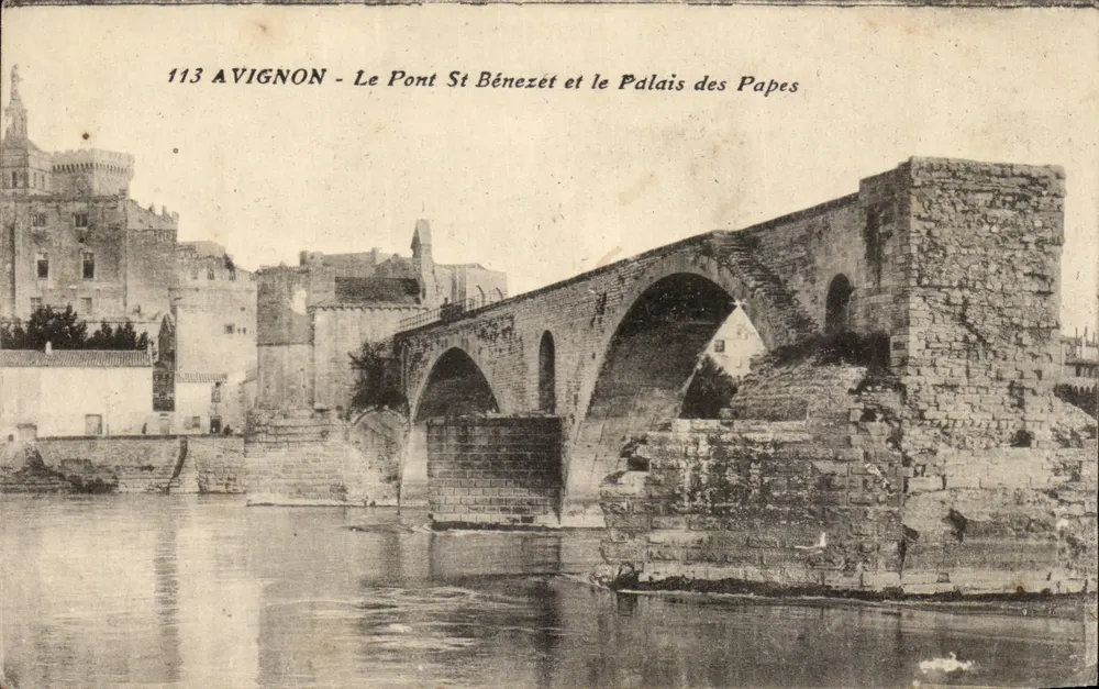 Avignon - Die Brücke Saint-Bénézet und das Palast der Päpste - Vorderseite