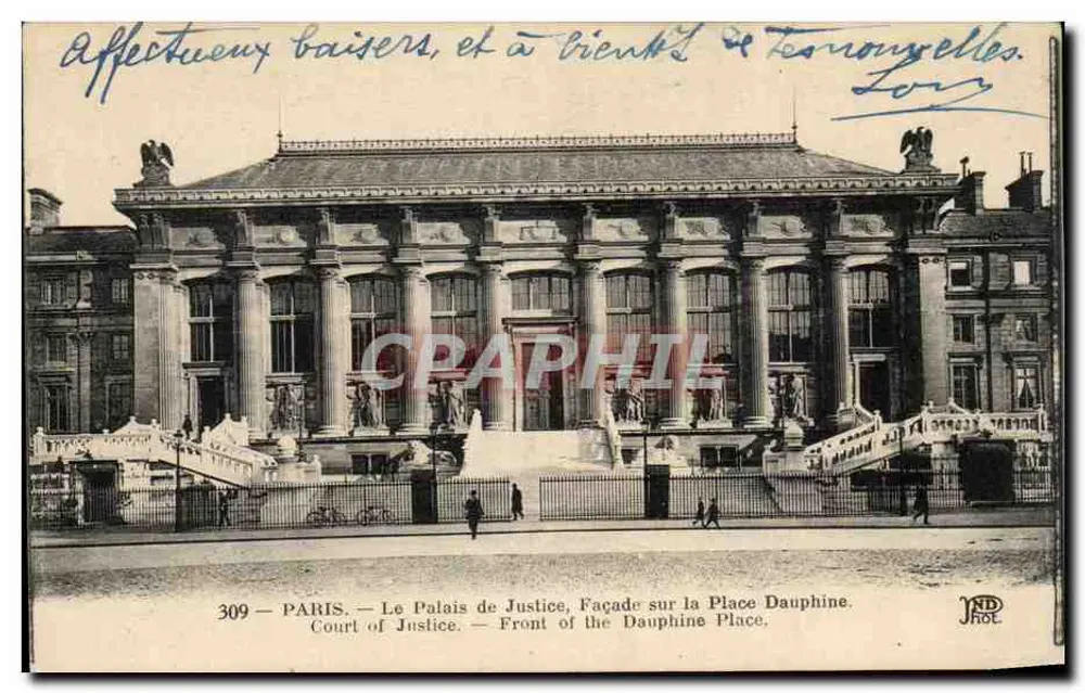 Paris — Palais de Justice, Fassade auf der Place Dauphine — JND Phot. - Vorderseite