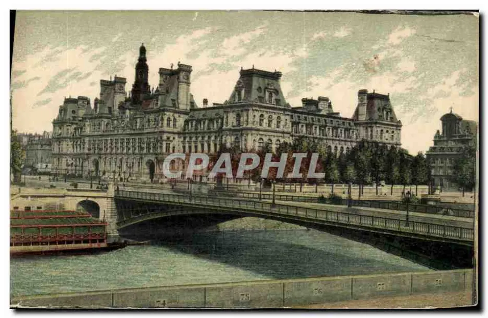 Vue de Paris — Pont et bâtiments sur la Seine — Éditeur : C.P. Tietot, Neubruein et Cie, 54, av. de Breteuil, Paris - Frente