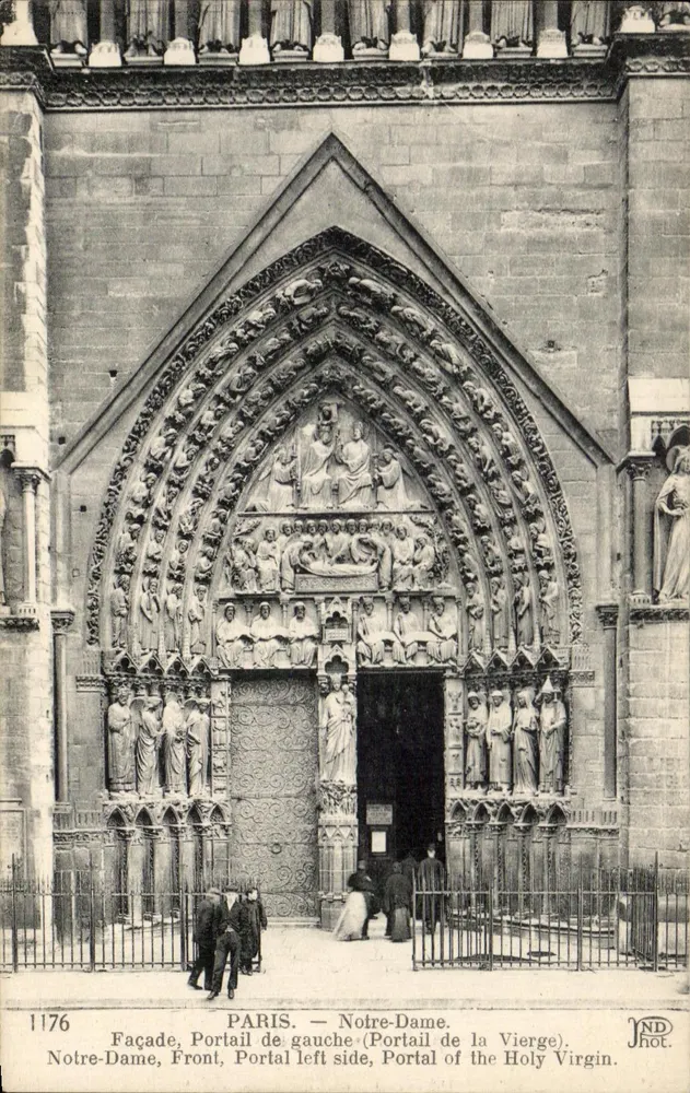 Paris — Notre-Dame — Fassade, Linker Portal (Portal der Jungfrau) - Vorderseite