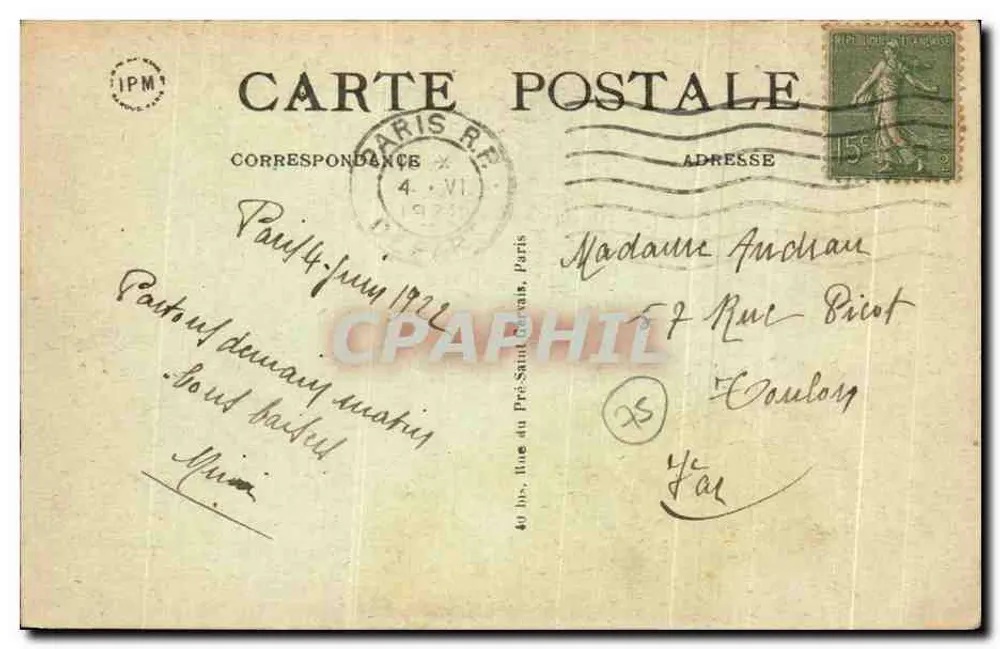 Paris — Square Saint-Pierre und der Sacré-Cœur — unbekannter Verlag, n° 49 - Rückseite