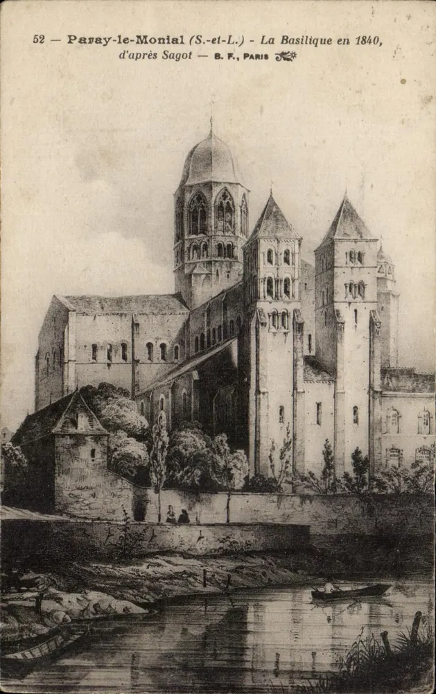 Paray-le-Monial (S.-el-L.) — Ansicht der Basilika aus dem Jahr 1840 — B.F., PARIS - Vorderseite