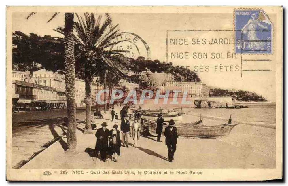 NICE - Quai der Vereinigten Staaten, Schloss und Mont Boron — Verlag A. Bégonnet, Nr. 289 - Vorderseite