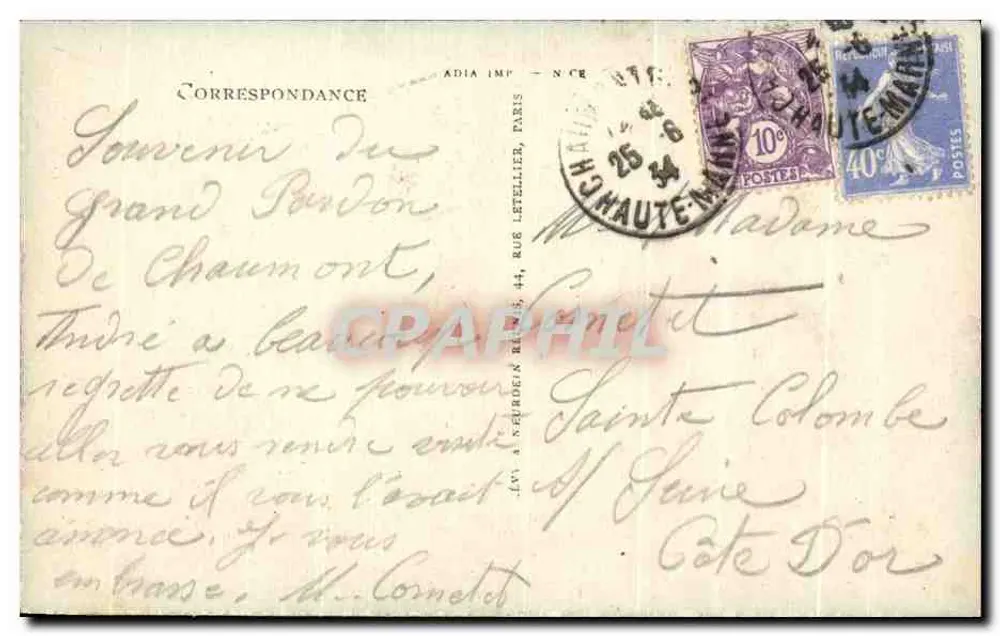 Chaumont — Gruta e Campanário — LL - Verso