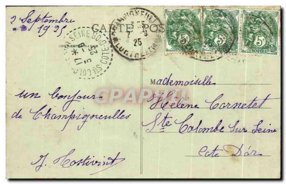 Champigneulles - A Prefeitura — Rua das Escolas — P. Taffin, Editor - Verso