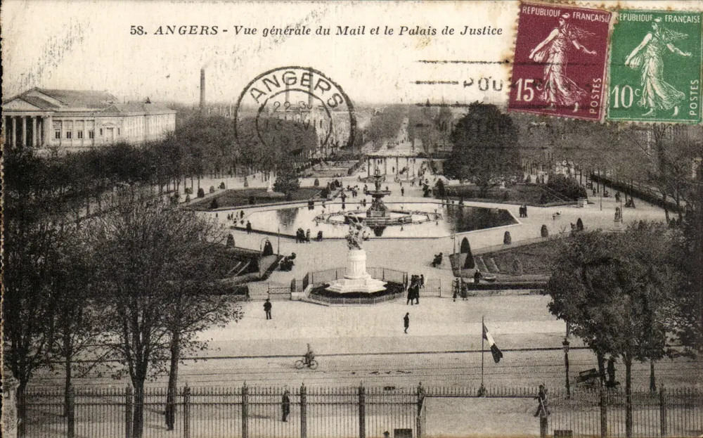 Angers — Allgemeiner Blick auf den Mail und den Palast der Gerechtigkeit — Verlag Phototypie A. Raul, Nr. 58 - Vorderseite