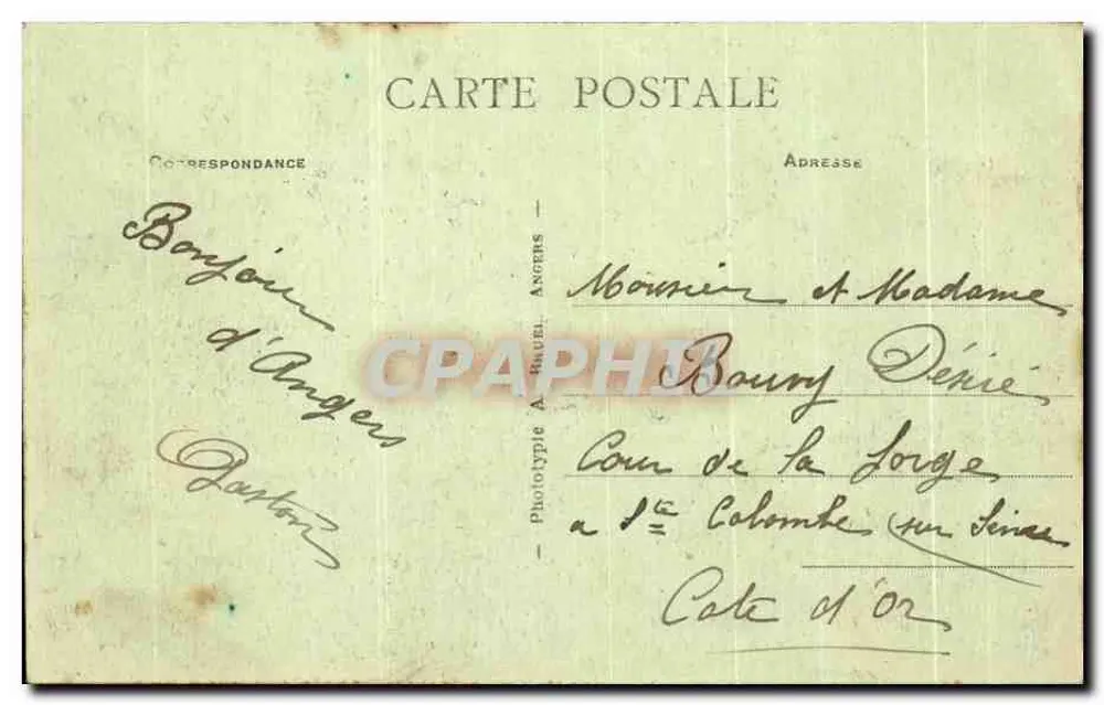 Angers — Allgemeiner Blick auf den Mail und den Palast der Gerechtigkeit — Verlag Phototypie A. Raul, Nr. 58 - Rückseite
