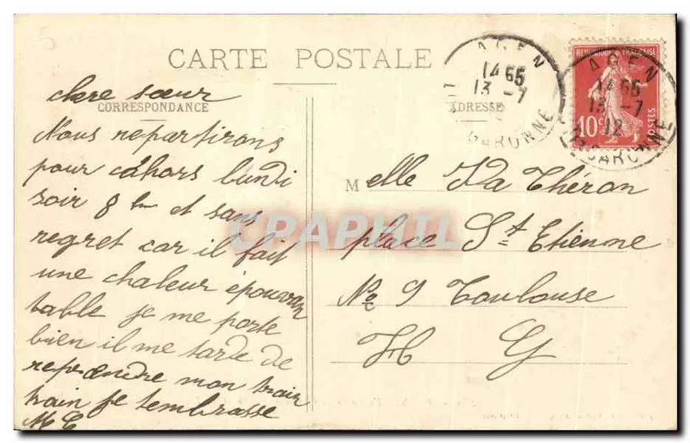 AGEN - Tal der Garonne und Pont-Canal — Librairie L. Duffau, Agen - Cliché Balistai, n°280 - Rückseite