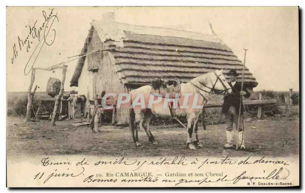 Wächter und sein Pferd in Camargue — B. F. Chalon-sur-Saône, n°10 - Vorderseite