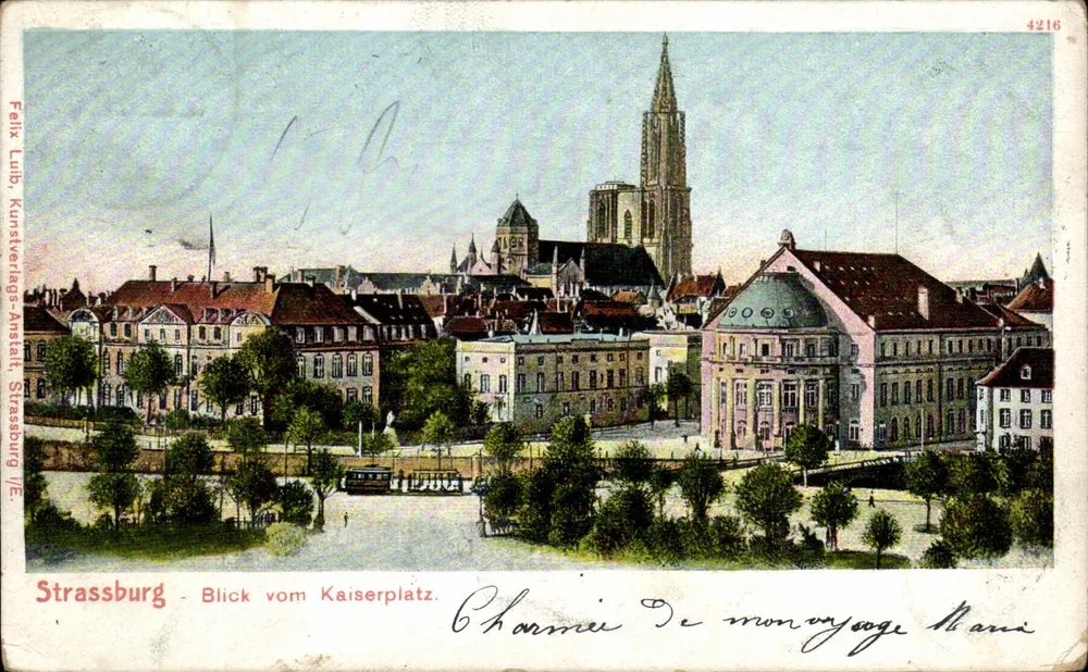 Strasbourg - Vista do Kaiserplatz — editor Felix Lub, n° 4216 - Frente