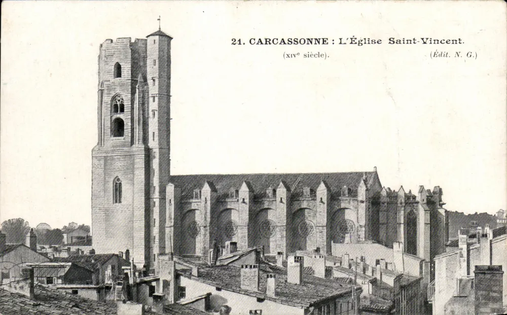 Carcassonne: A Igreja de São Vicente — Século XIV — Ed. N.G. - Frente