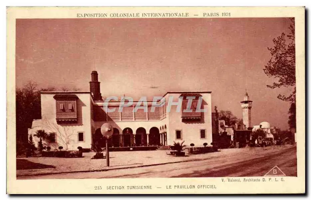 Internationale Kolonialausstellung — Paris 1934 — tunesische Abteilung — Das offizielle Pavillon — V. Valansi, Architekt D. P. L. G. - Vorderseite