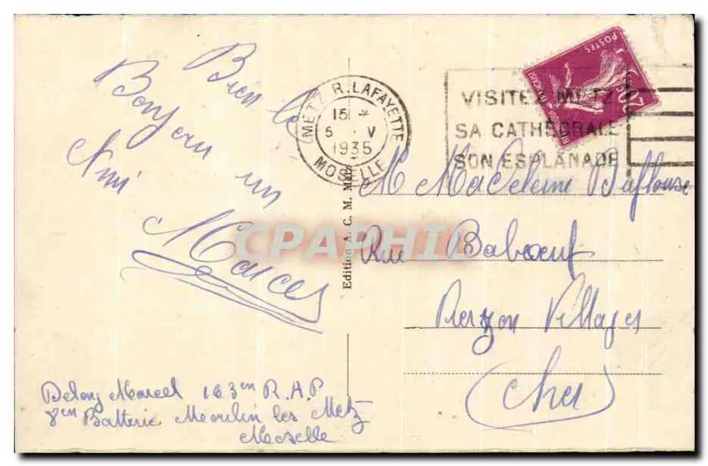 METZ - O Quartel Geral — editor A. C. M. Lafayettelle - Verso
