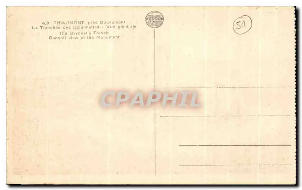 Thiaumont, in der Nähe von Douaumont — Die Baïonnette-Schützengraben — Verlag Verdun - Rückseite