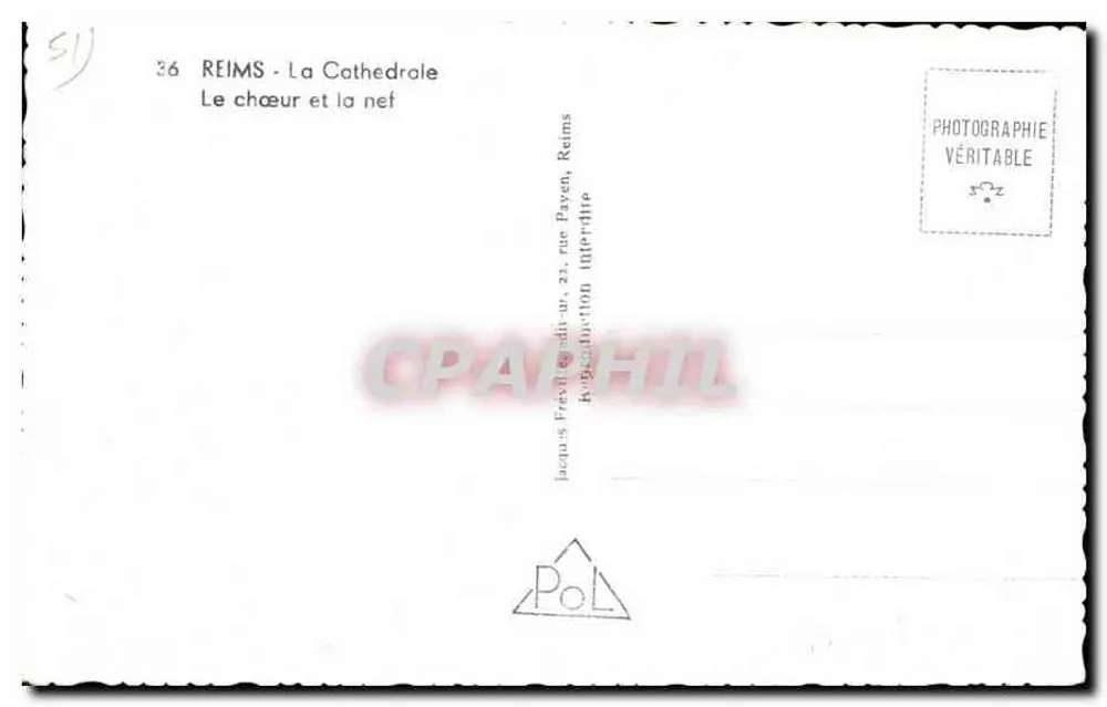 Reims - Die Kathedrale — Der Chor und die Kirchenschiff — Jacques Frey, Reims - Rückseite