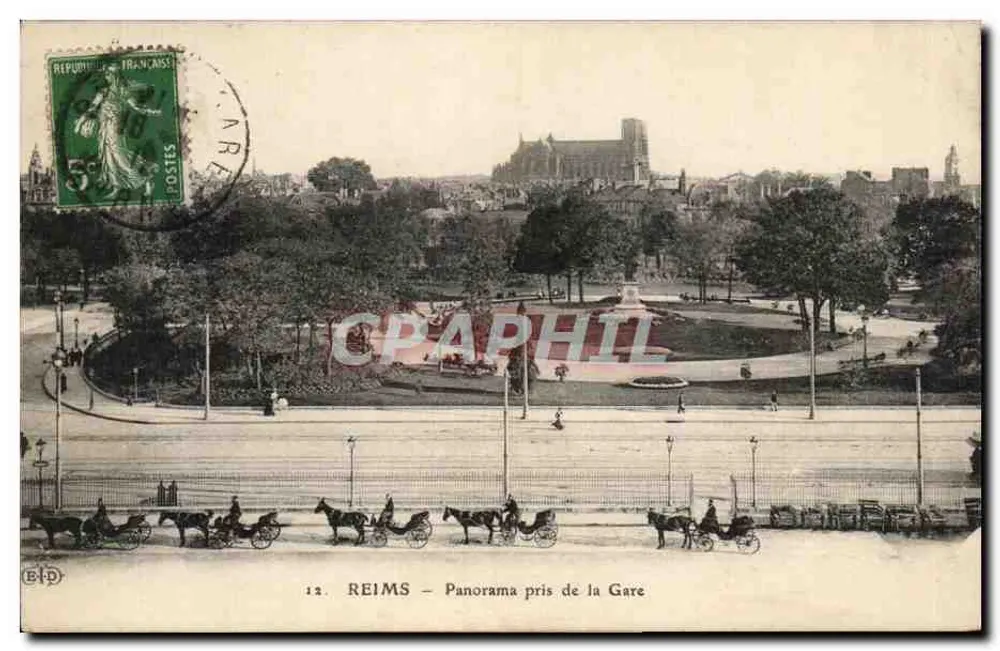 Reims — Panorama tirado da Estação — Editor EID, n°12 - Frente