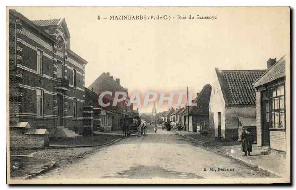 Mazingarbe (P.-de-C.) - Rue du Saussoye — Editor E. M., Béthune, n°5 - Frente