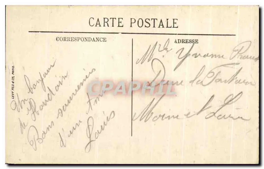 Abbeville — Avenida da Gare — editor Levy Frères & Cie, Paris, n° 1100 - Verso