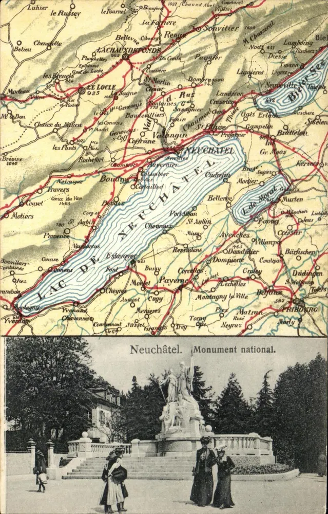 Lago de Neuchâtel — Monumento Nacional — Editor Louis Bury, Lausanne, N° 46 - Frente