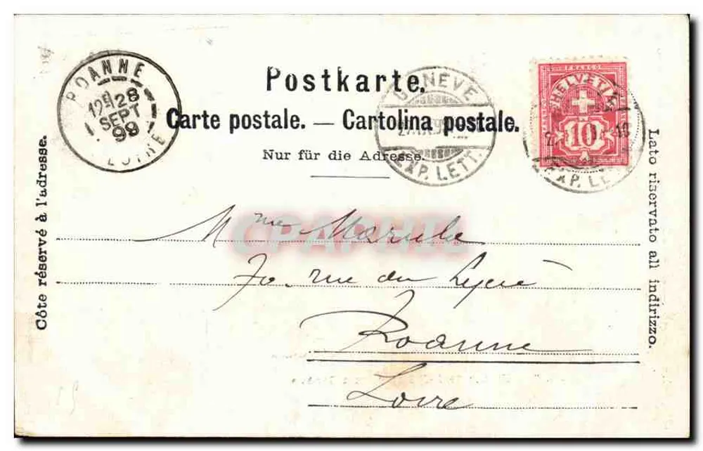 Estatua de J.-J. Rousseau em Genebra — Sarag, S.C. Genebra, n° 32 - Verso