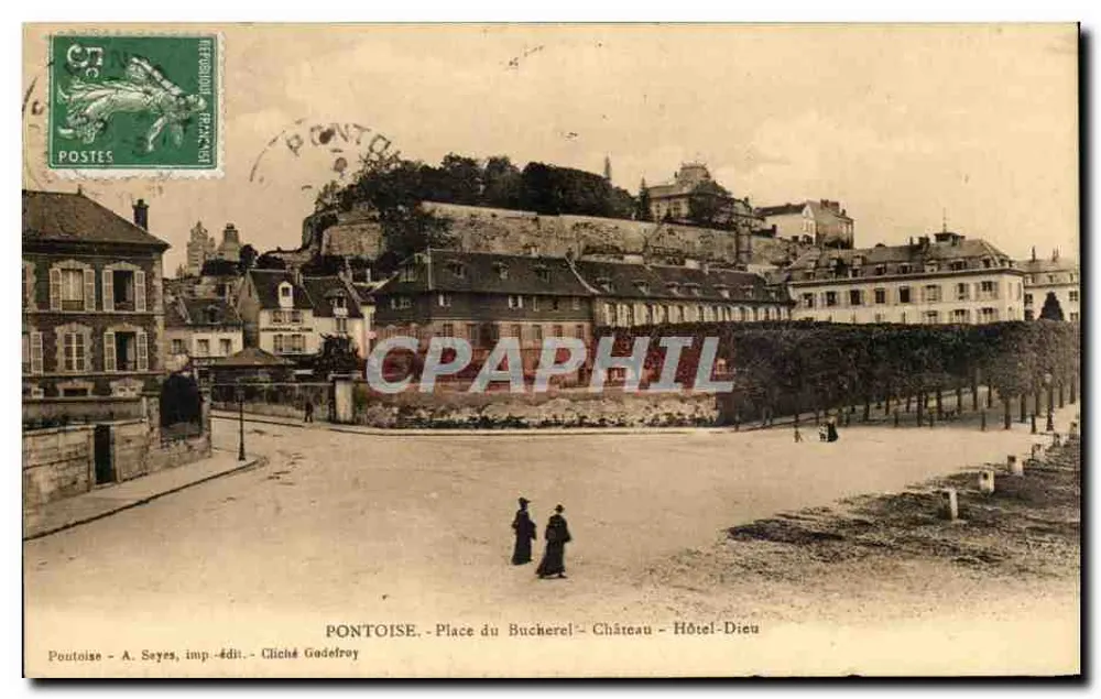 Pontoise - Place du Buckerel - Schloss - Hôtel-Dieu — A. Sayes, Verleger - Cliché Godetroy - Vorderseite