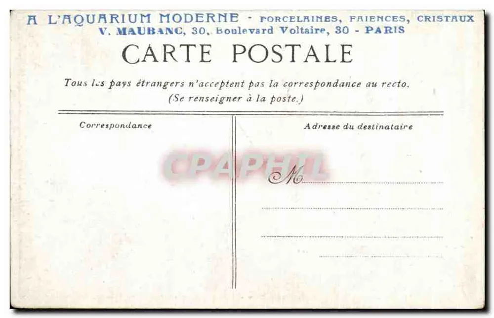 Bois de Boulogne - Hinter dem Moulin de Longchamp — Verlag V. Maubanc, Nr. 19 - Rückseite