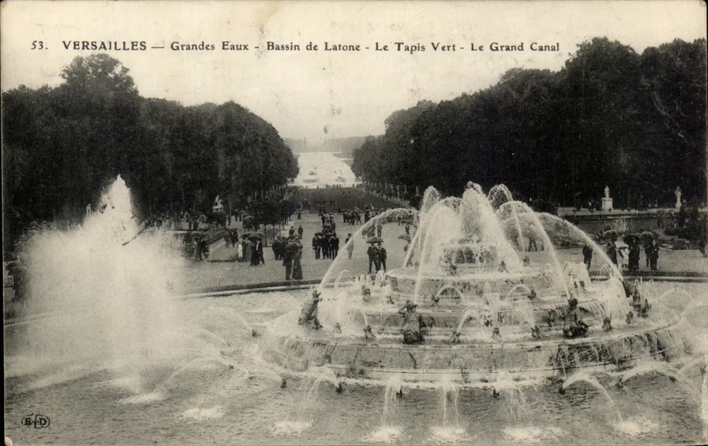 Versailles — Große Wasserbecken — Becken der Latone — Das Grünende Teppich — Der Große Kanal — Verlag C.B.D. Nr. 53 - Vorderseite