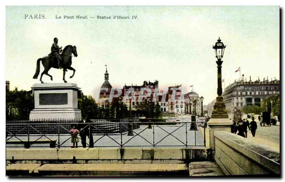 Paris. O Ponte Novo — Estátua de Henrique IV. - Frente