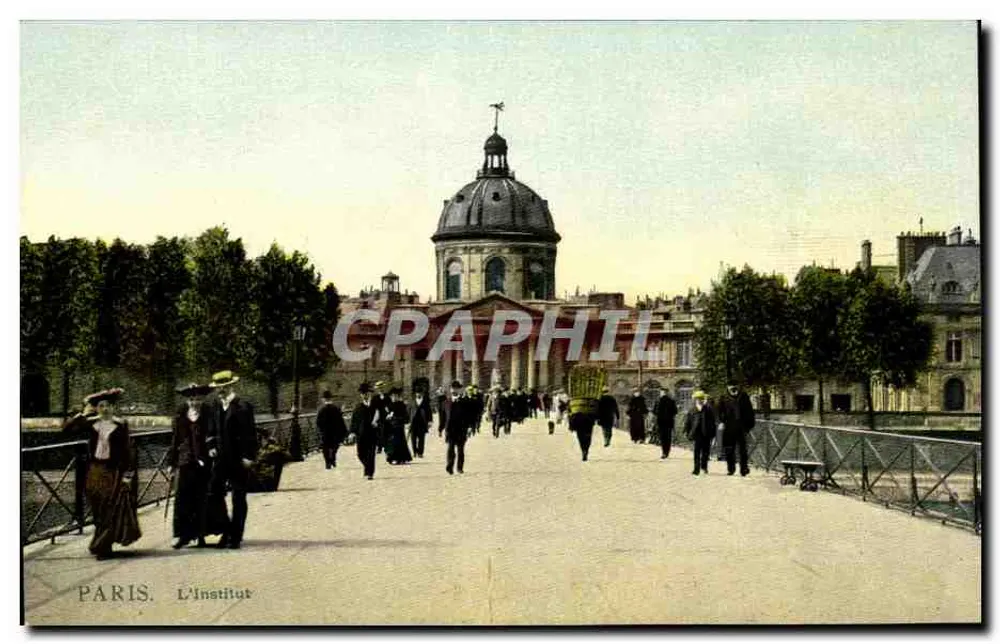 Paris. L'Institut — vista do ponte com a cúpula do Instituto da França - Frente