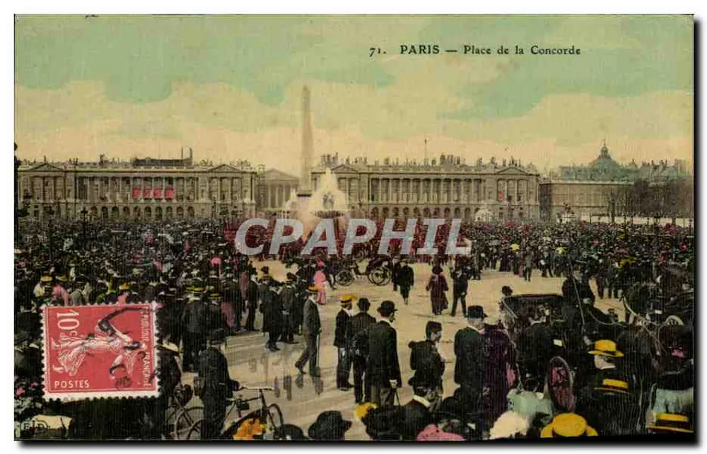 PARIS — Praça da Concórdia — Bilhete postal moderno n°71 - Frente