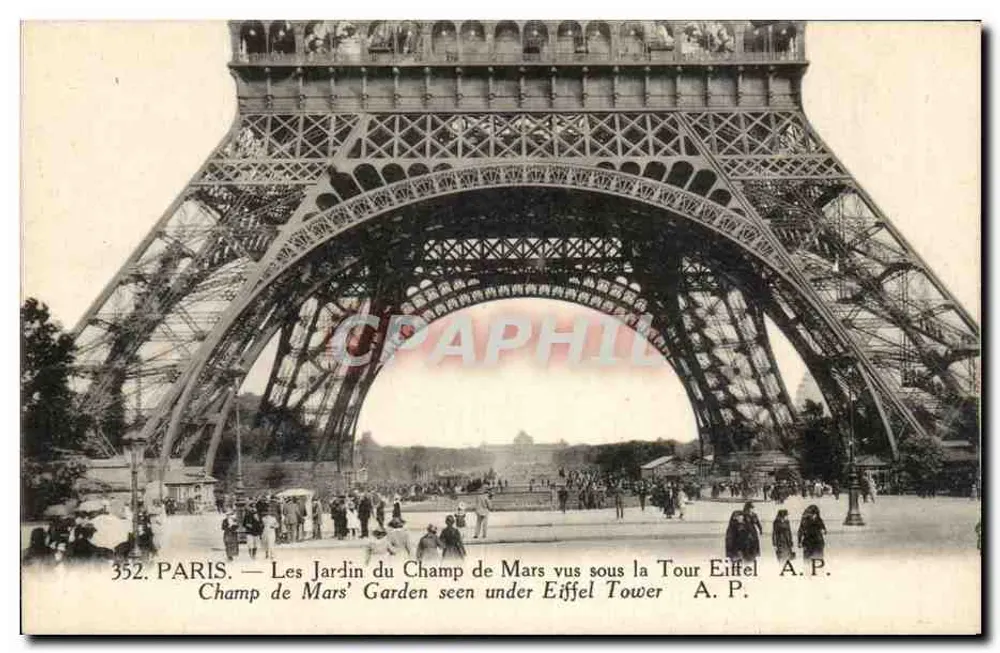 Paris — Die Gärten des Champ de Mars von der Eiffelturm gesehen — A.P. n°352 - Vorderseite