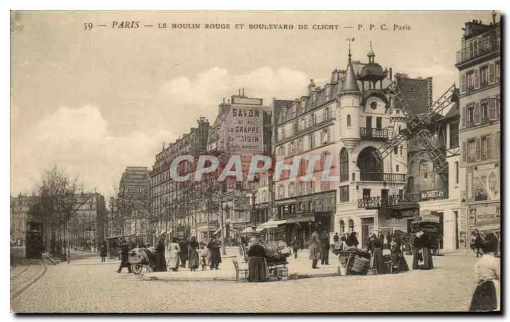 París — El Moulin Rouge y el Boulevard de Clichy — P. P. C. París - Anverso