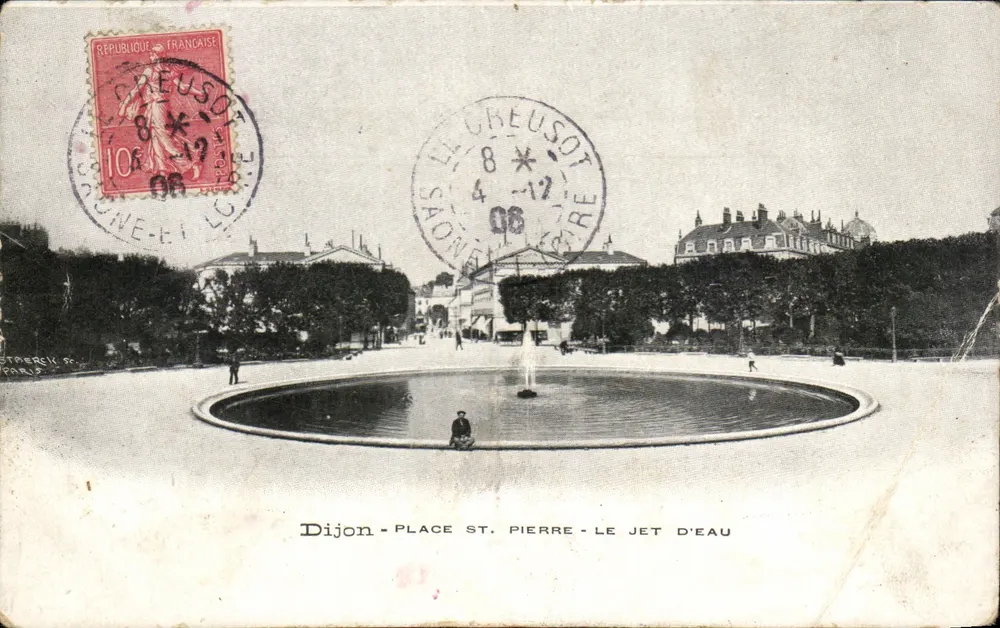 Dijon - Place St. Pierre - Le Jet d'Eau — éditeur Staerck, Paris - Frente