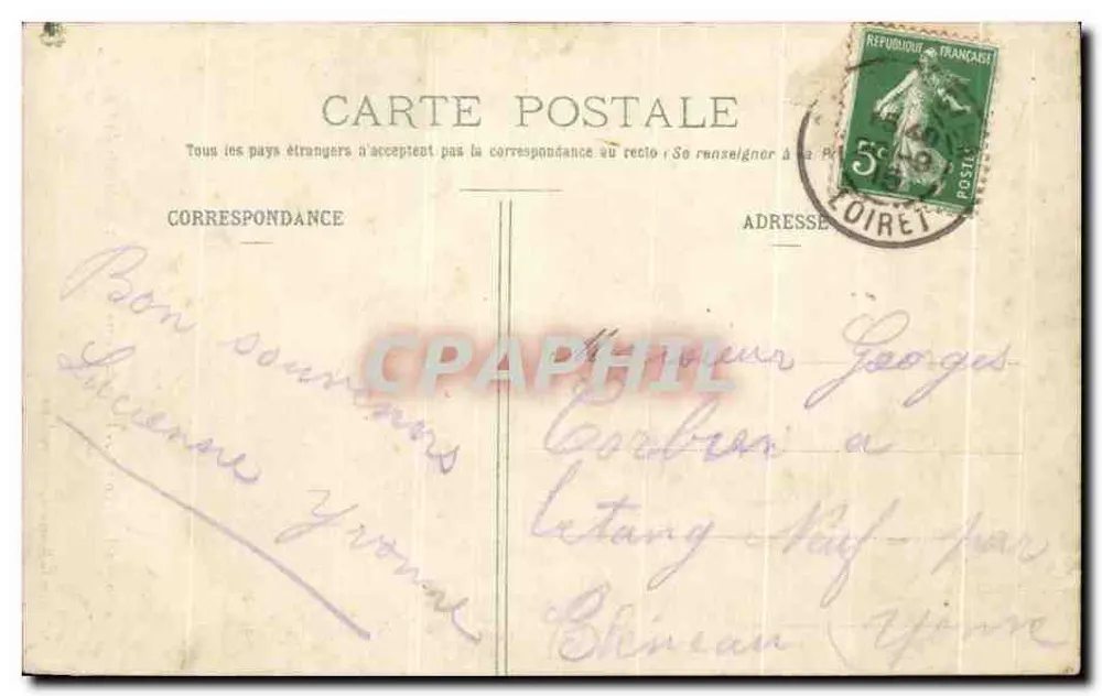 Gien (Loiret) — Ansicht der Kirche Saint-Pierre Saint-Louis und des Schlossplatzes — Sammlung L. Marchand - Rückseite