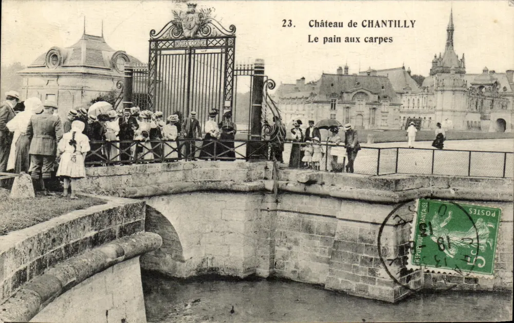 Schloss Chantilly — Die Brücke der Karpfen — Héliotypie A. Bourdier, Versailles - Vorderseite