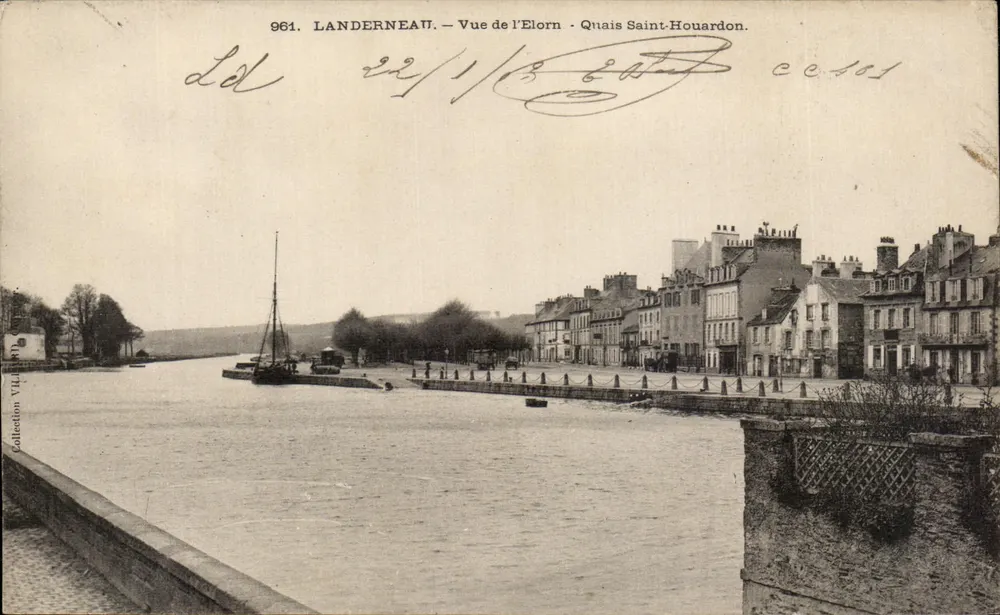 Landerneau — Ansicht des Elorn — Quais Saint-Houardon — Verlag Landerneau, Nr. 961 - Vorderseite