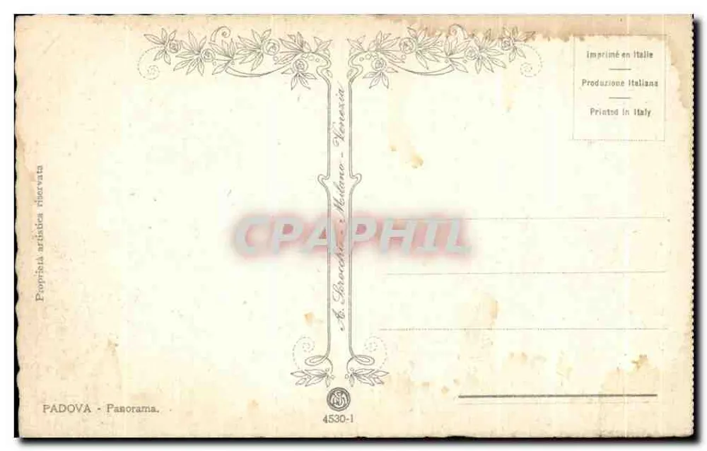 Padoue — Panorama avec cathédrale — A. Brecchia - Venise, n° 4530-1 - Verso