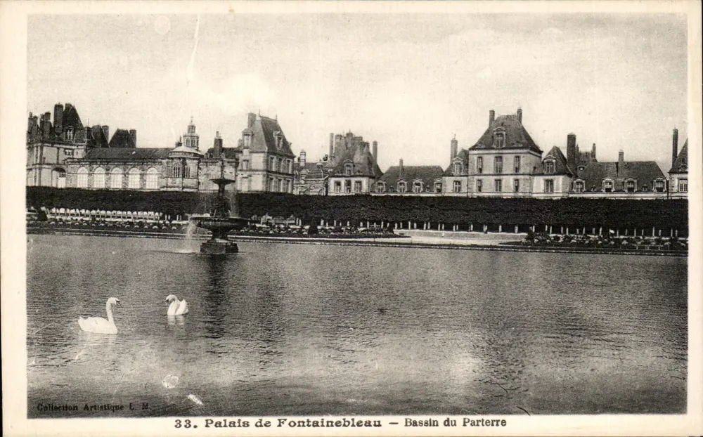 Schloss Fontainebleau — Bassin des Parterres — Künstlerische Sammlung L. M. n°33 - Vorderseite
