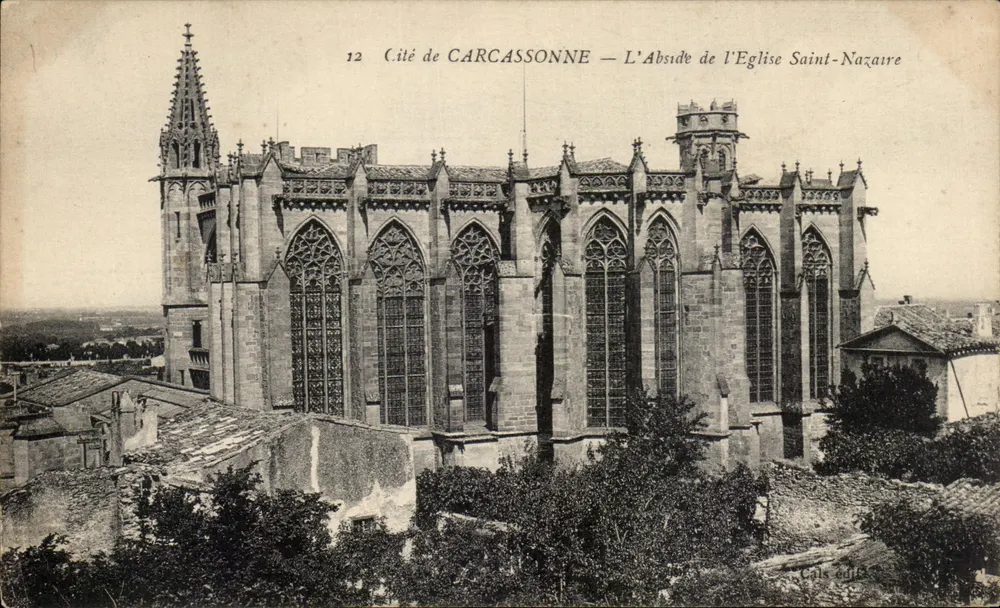 Stadt CARCASSONNE — Das Apsis der Kirche Saint-Nazaire - Vorderseite