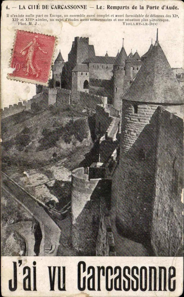 Carcassonne — Die Mauern der Aude-Tür — Violet-Le-Duc - Vorderseite