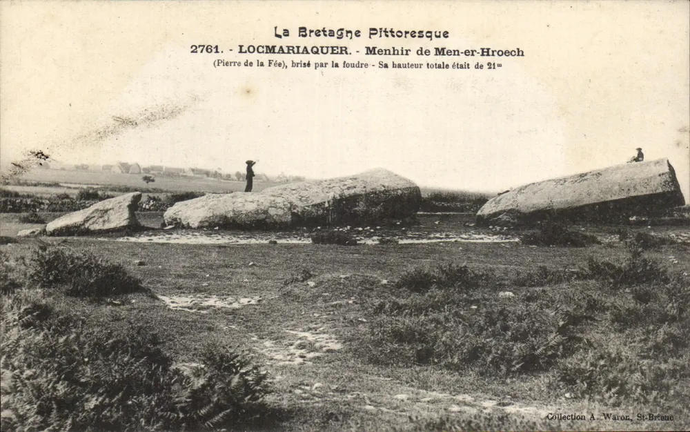 Locmariaquer - Menhir de Men-er-Hroech (Stein der Fee) — Sammlung A. Waron, St-Brieuc - Vorderseite