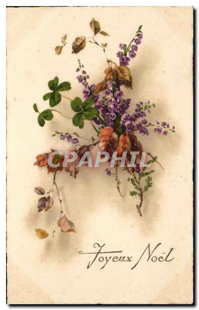 Arranjo de flores e folhas — Feliz Natal — editor não visível - Frente
