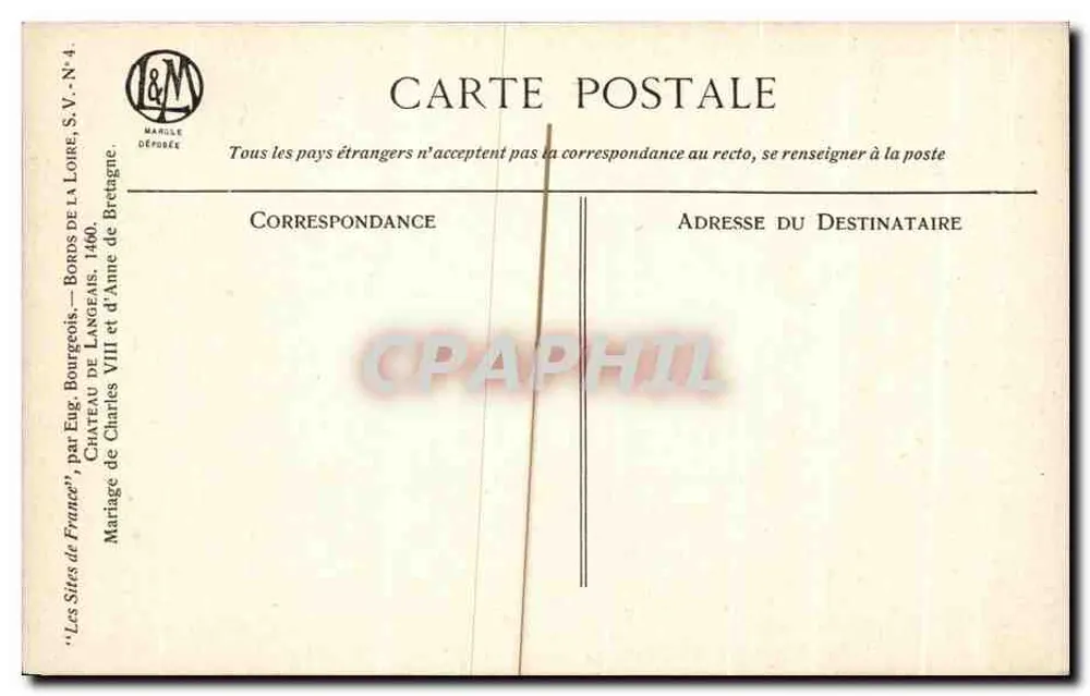 Schloss Charles VIII — Ufer der Loire — Verlag Marille Dérouée, Nr. 4 - Rückseite