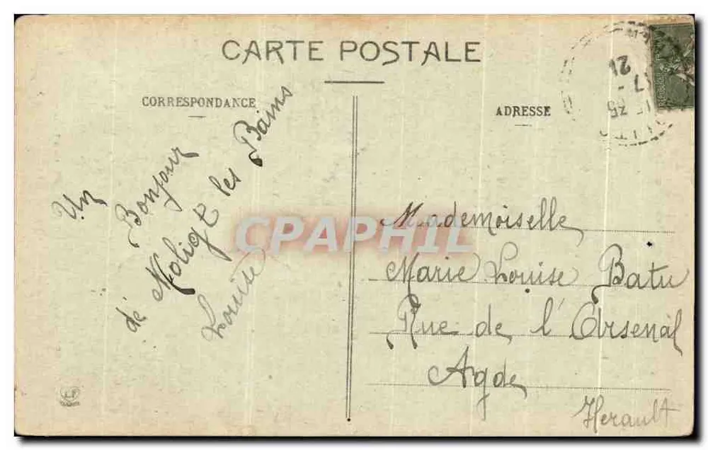 Molitg-les-Bains — Blick auf den Loup-Fall — Passage der Corniche — Verlag: Béatrice Tissier, Nr. 288 - Rückseite