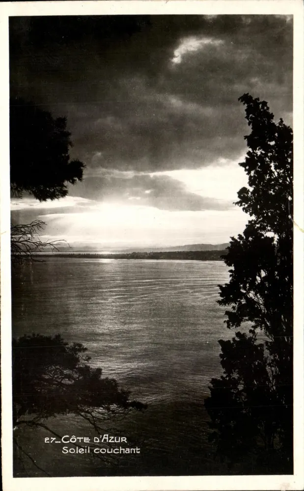 Côte d'Azur — Pôr do sol — Éditions FRANK, Nice - Frente