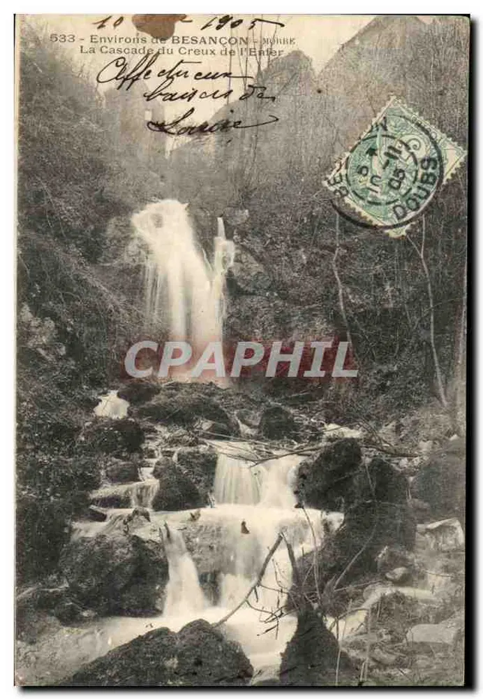Alrededor de BESANÇON — La Cascada del Creux de l'Enfer — editor Mollik, n° 533 - Anverso