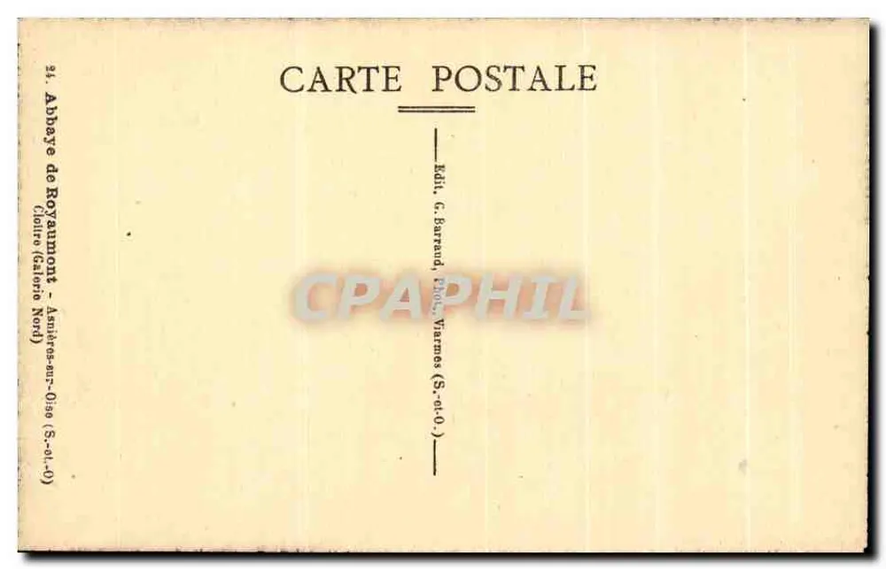 रॉययॉमॉन्ट के अब्बेय रूम — क्लॉइट्र — प्रकाशक G. Barraud, Asnières-sur-Oise - पीछे