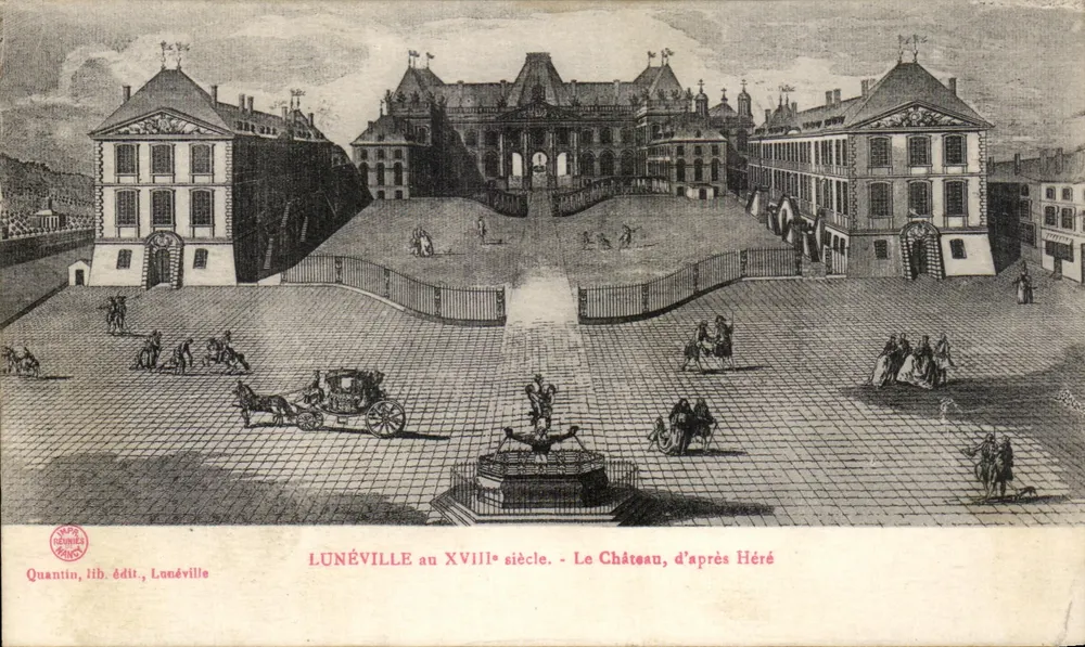 Lunéville im 18. Jahrhundert — Das Schloss, nach Héré — Quantin, lib. édit., Lunéville - Vorderseite