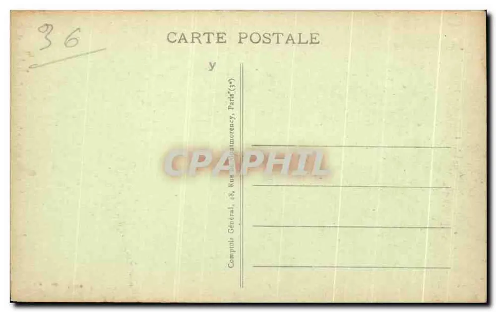 Éguzon - Vista acima de uma Cachoeira (Margem esquerda) — Editor: Compagnie Générale, 48, Rue de la République, Paris (3e) - Verso