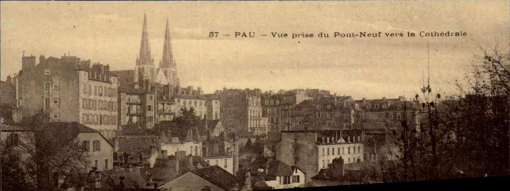 Pau — Ansicht vom Pont-Neuf in Richtung Kathedrale — Chocolat-Vinay - Vorderseite